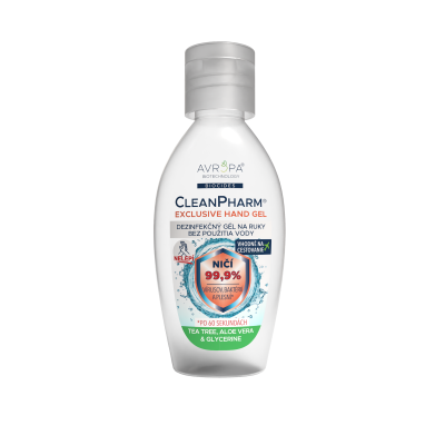 AVROPA CleanPharm Hand Gel Exclusive 50 ml – dezinfekčný gél na ruky s Aloe Vera, nelepí, nesuší