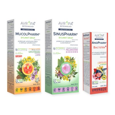 Obrázok produktu AVROPA Dýchaj voľne – zvýhodnené balenie (MucolPharm Forte + SinusPharm + AngiPharm BacteVir)
