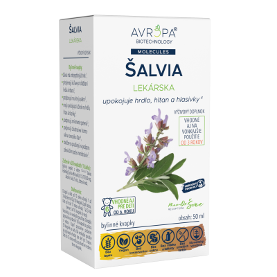 Obrázok produktu AVROPA Šalvia lekárska – bylinné kvapky na hrdlo, hltan a hlasivky, vhodné aj na vonkajšie použitie