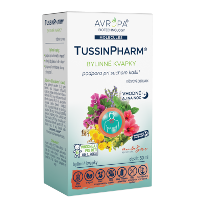 Obrázok produktu AVROPA TussinPharm – bylinné kvapky na suchý a dráždivý kašeľ, podráždenom hrdle, vhodné aj na noc