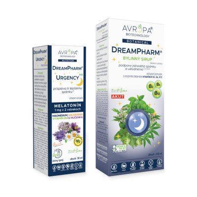 Obrázok produktu AVROPA Pokojný spánok – zvýhodnené balenie (DreamPharm Urgency HA + DreamPharm Akut)