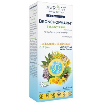 Obrázok produktu AVROPA BronchoPharm – bylinný sirup s lišajníkom na vykašliavanie, vhodný aj pre fajčiarov