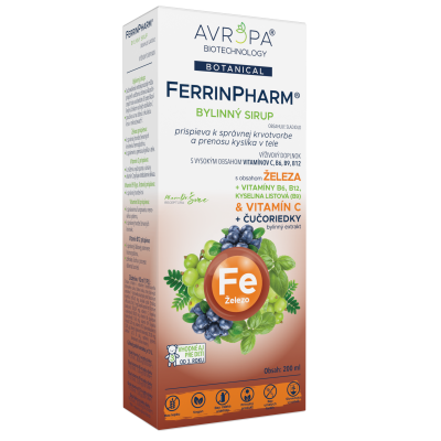 Obrázok produktu AVROPA FerrinPharm – sirup so železom, vit. C, B6, B9, B12 a čučoriedkou na správnu krvotvorbu