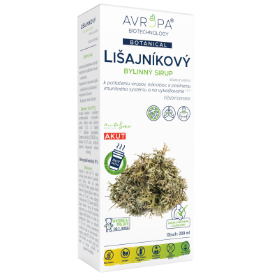 Obrázok produktu AVROPA Lišajníkový Akut – sirup s lišajníkom na vykašliavanie, k potlačeniu vírusov a mikróbov