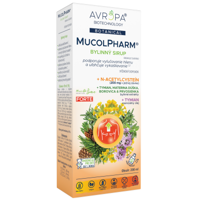 Obrázok produktu AVROPA MucolPharm Forte – sirup s N-acetylcysteínom, borovicou a prvosienkou na vykašliavanie