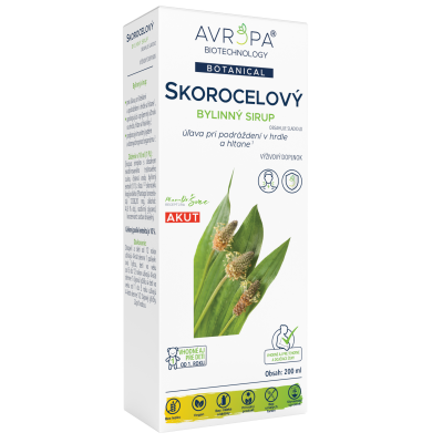 Obrázok produktu AVROPA Skorocelový Akut – sirup na kašeľ, šteklenie v hrdle a hltane, vhodný pre celú rodinu