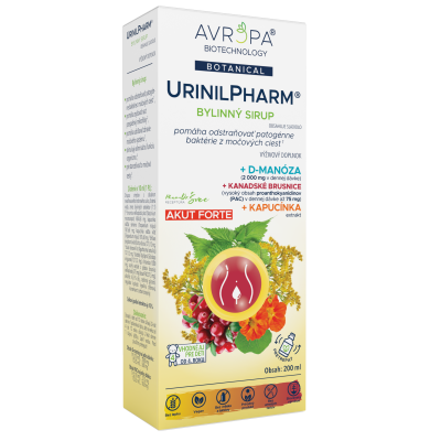 Obrázok produktu AVROPA UrinilPharm Akut Forte – bylinný sirup pomáha odstraňovať patogénne baktérie z močových ciest
