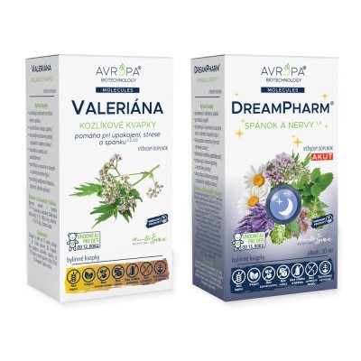 Obrázok produktu AVROPA Spánok & zaspávanie – zvýhodnené balenie (Valeriána lekárska + DreamPharm Akut)