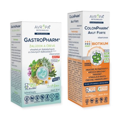 Obrázok produktu AVROPA Trávenie v pohode – zvýhodnené balenie (GastroPharm Akut + ColonPharm Akut Forte)
