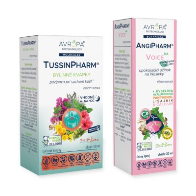 Obrázok produktu AVROPA Vráťte svoj hlas – zvýhodnené balenie (TussinPharm + AngiPharm Voice HA)
