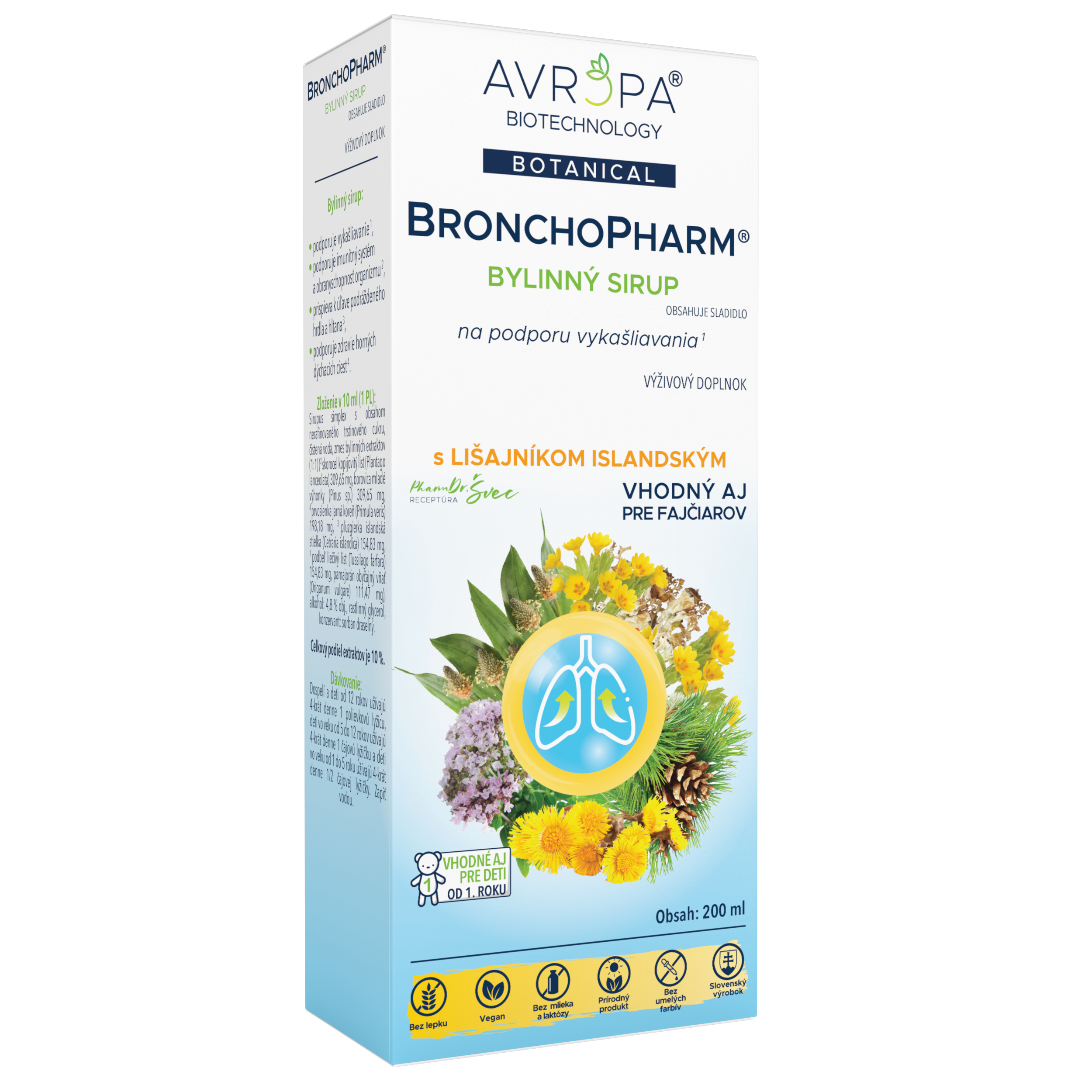 AVROPA BronchoPharm bylinný sirup 200 ml na podporu vykašliavania